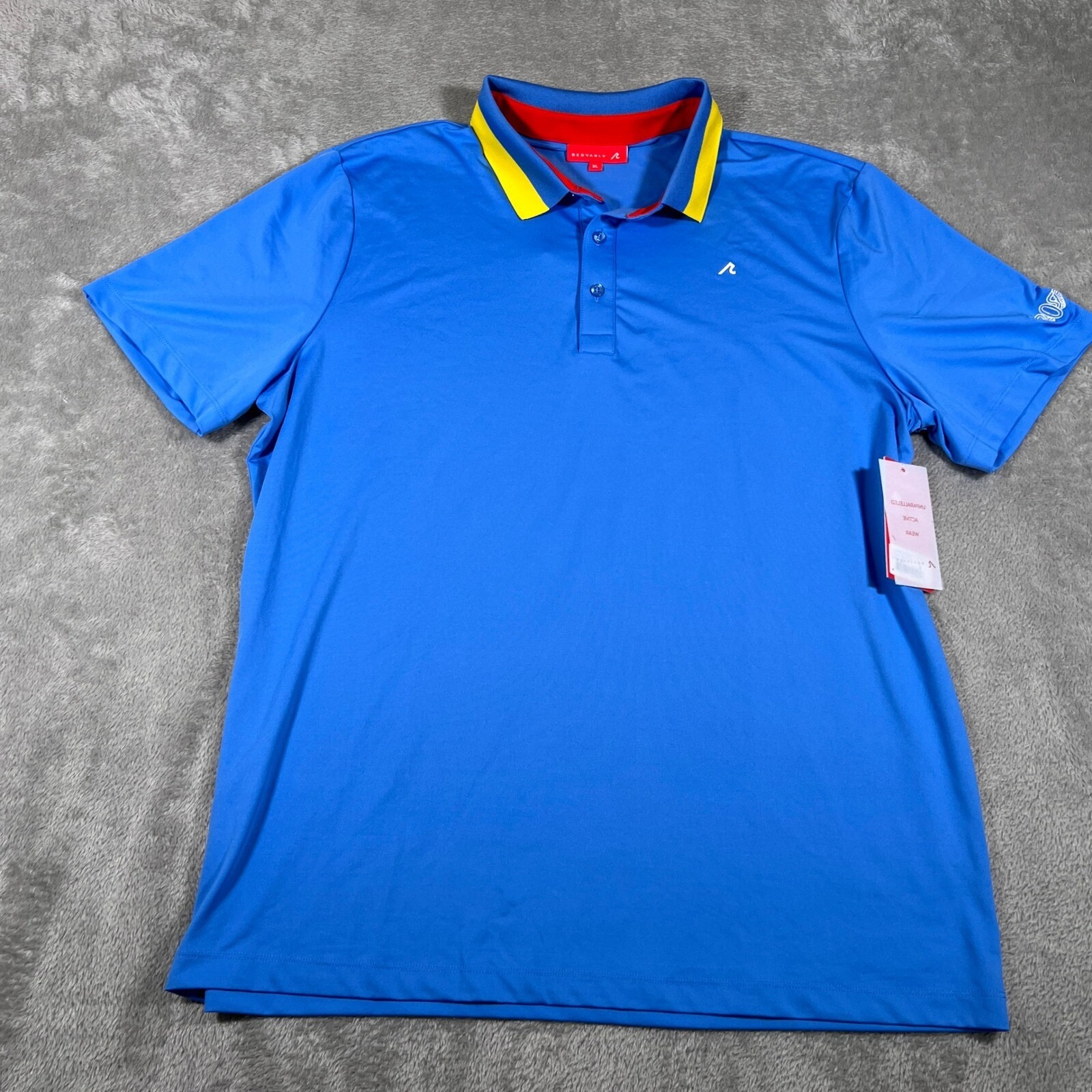 Redvanly Polo Shirt Mens Xl Blue Golf Stretch Moisture Wicking Short Sleeve New